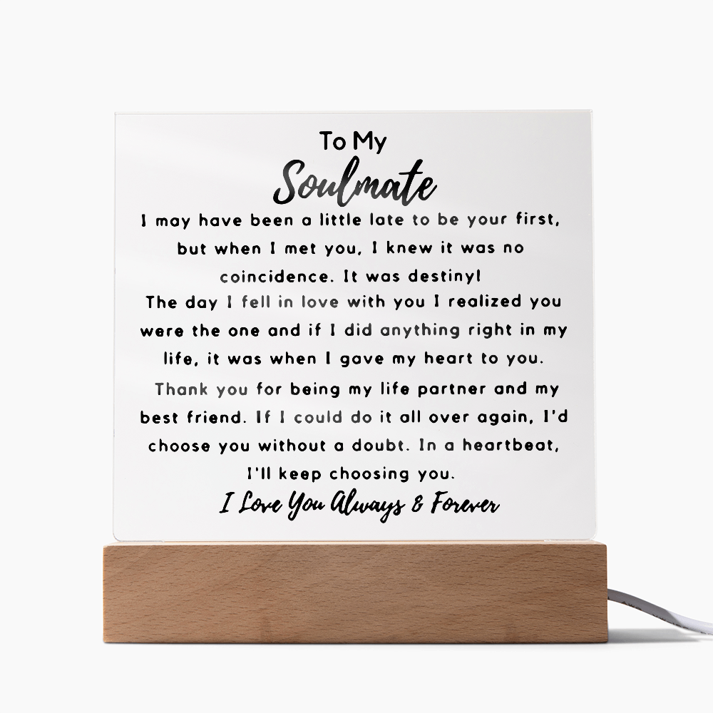 To My Soulmate | Square Acrylic Plaque