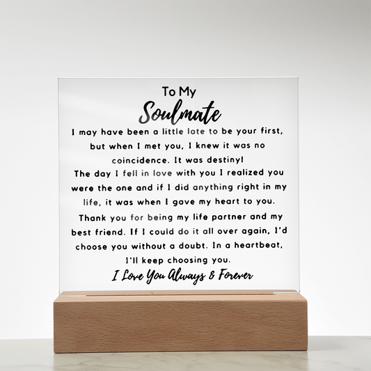 To My Soulmate | Square Acrylic Plaque