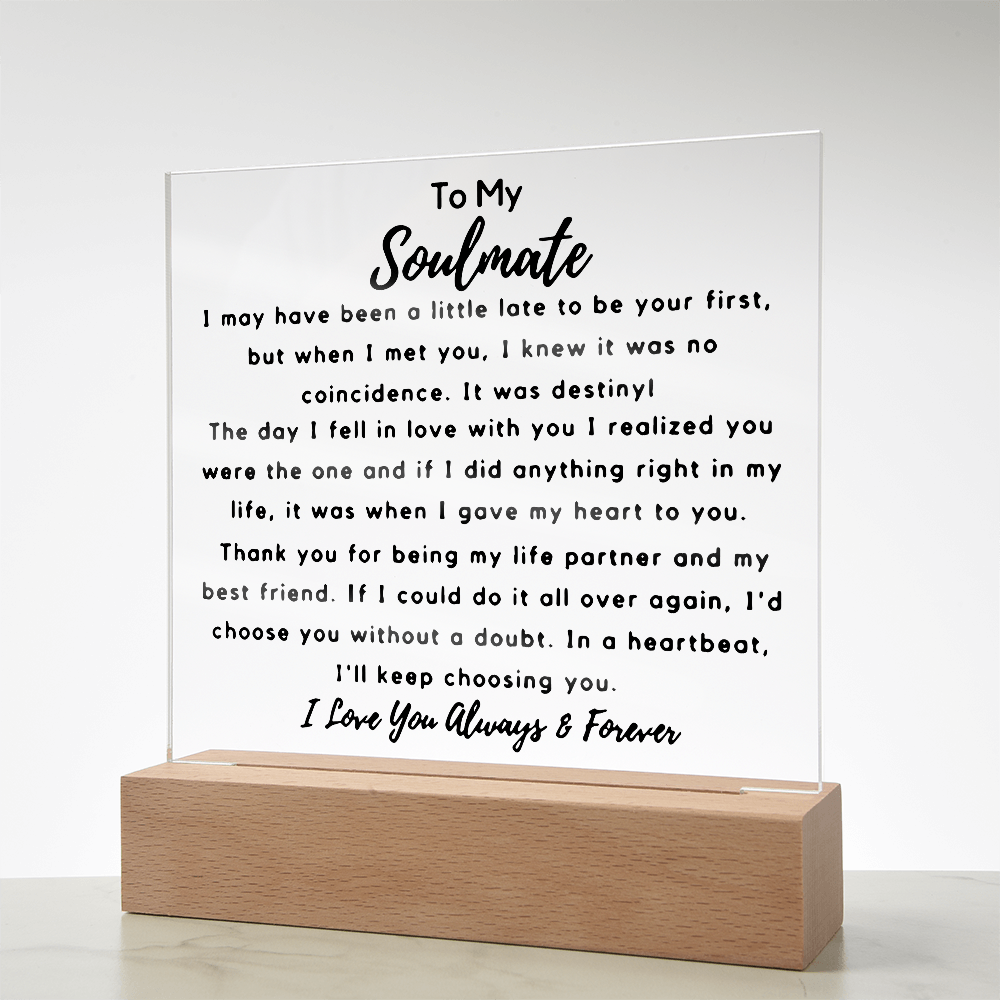 To My Soulmate | Square Acrylic Plaque