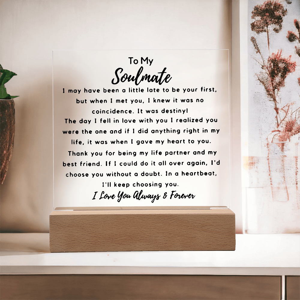 To My Soulmate | Square Acrylic Plaque